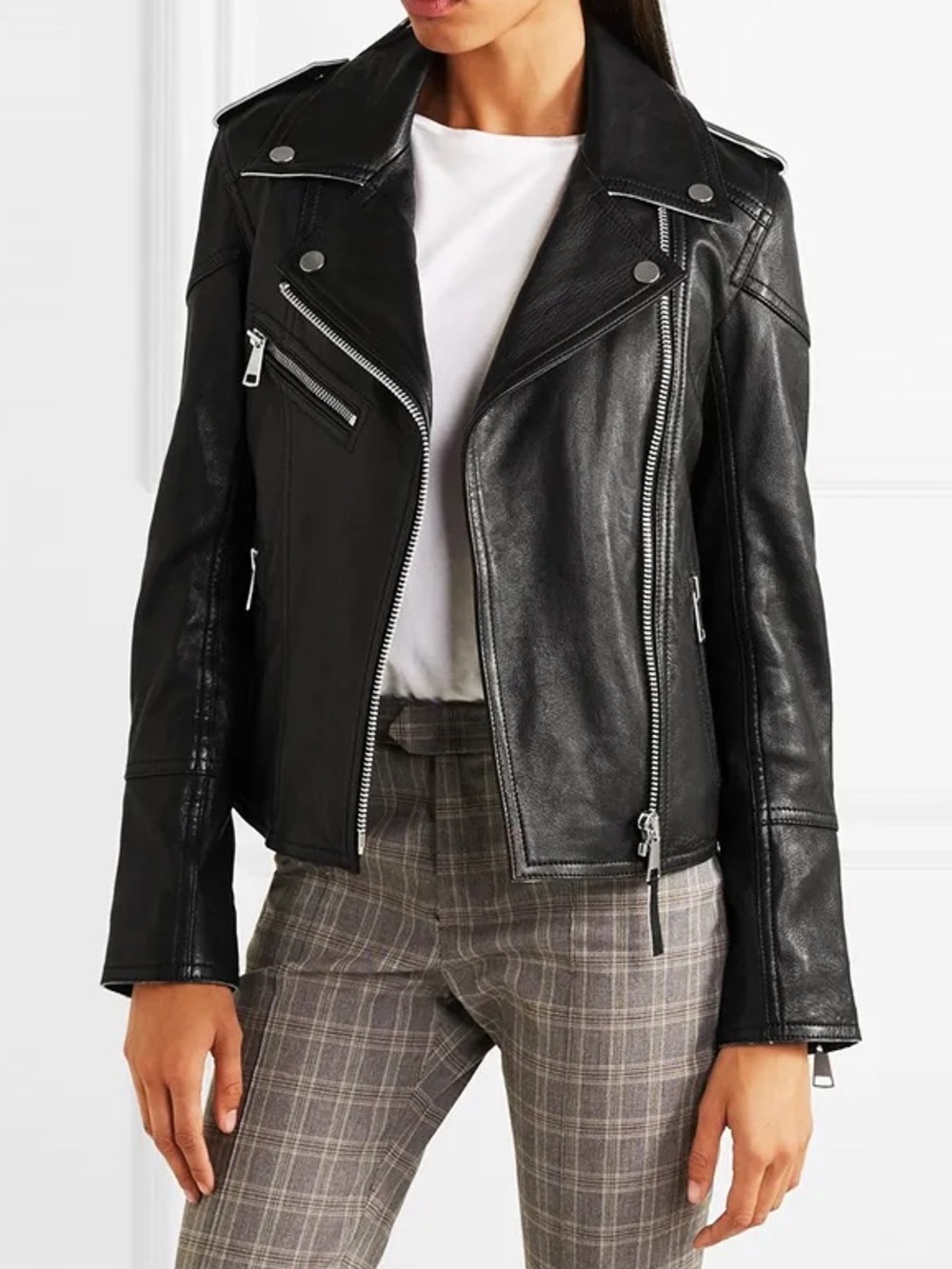 Victoria Beckham Black Leather Moto Jacket - Women New never worn net-a-porter